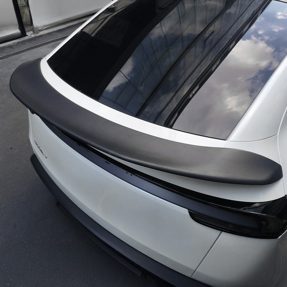 2025+ Tesla Model Y Juniper Carbon Fiber V-Style Rear Wing Spoiler – Aerodynamic Performance Body Kit Upgrade