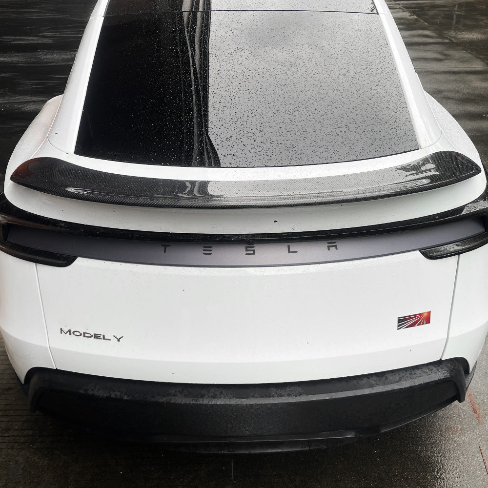 2025+ Tesla Model Y Juniper Carbon Fiber V-Style Rear Wing Spoiler – Aerodynamic Performance Body Kit Upgrade