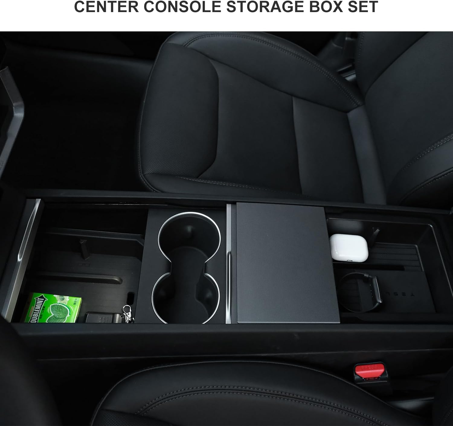 Bundle:2024+ Model 3 & 2025+ Model Y Center Console Organizer Storage Box Set 4 PCS
