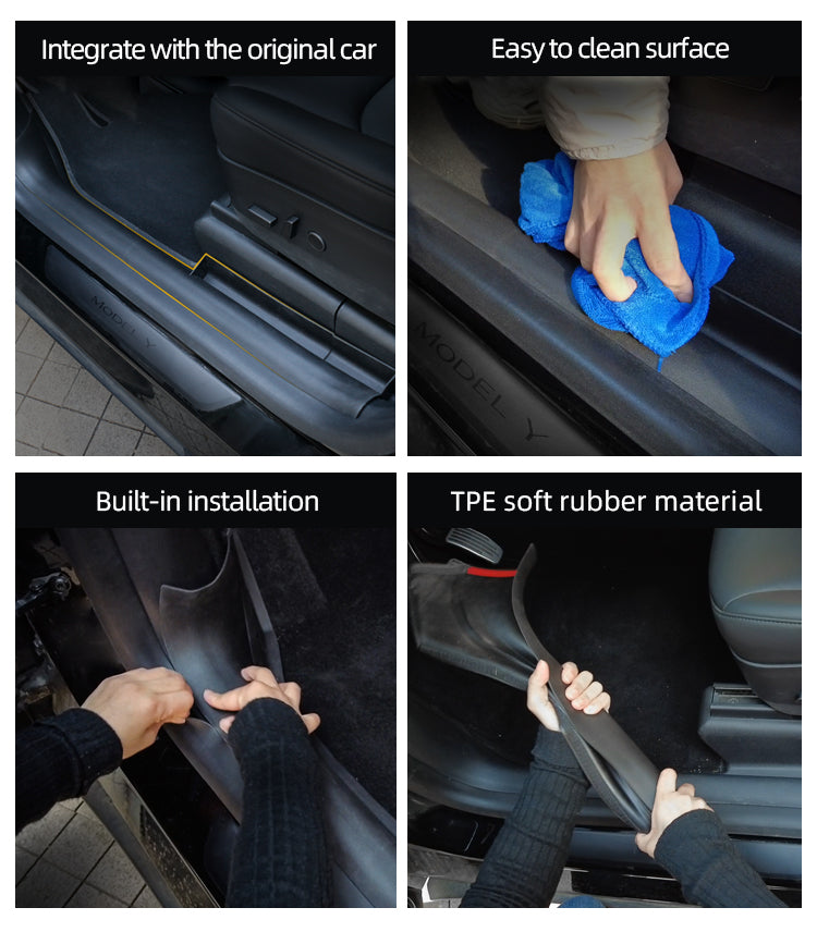 Tesla Model Y / Model 3 Front Door Sill Protector – Custom TPE Anti-Scratch Guard