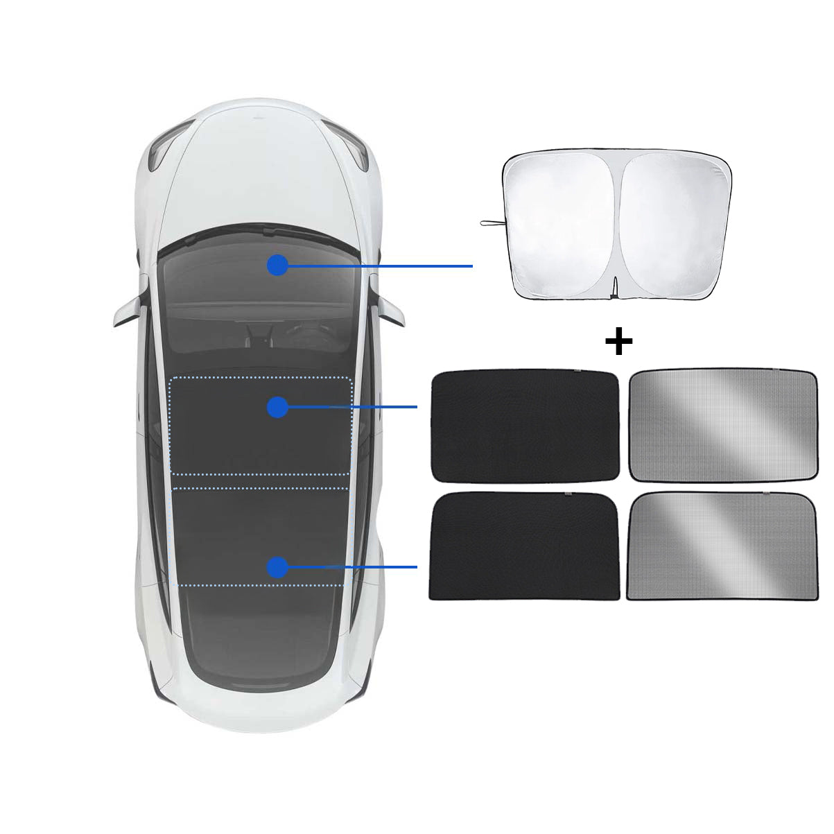 Bundle: Tesla Model 3 Highland 2024+ Sunshade Set (Roof+Windshield Glass Sunshade)