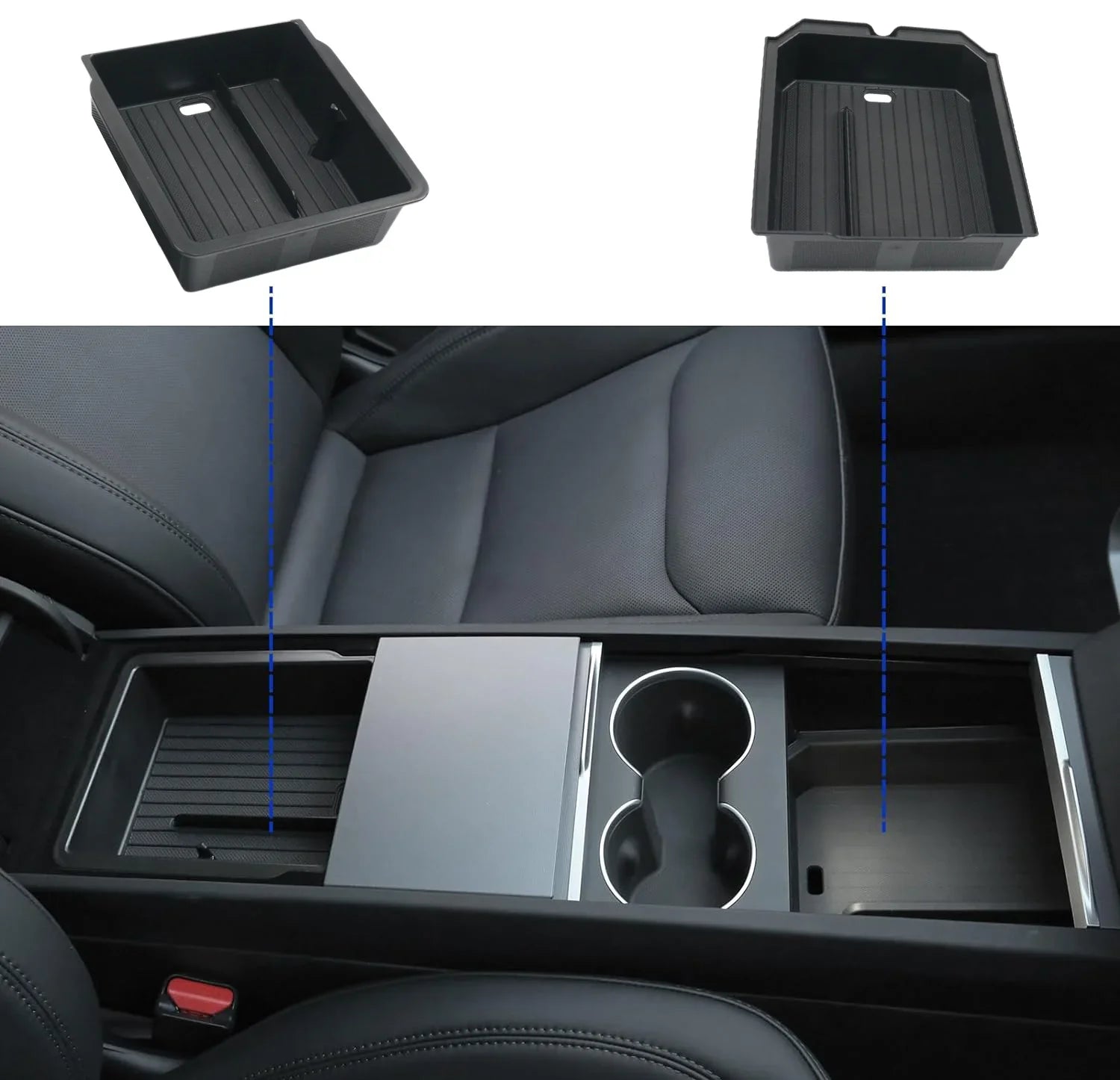 Bundle:2024+ Model 3 & 2025+ Model Y Center Console Organizer Storage Box Set 4 PCS