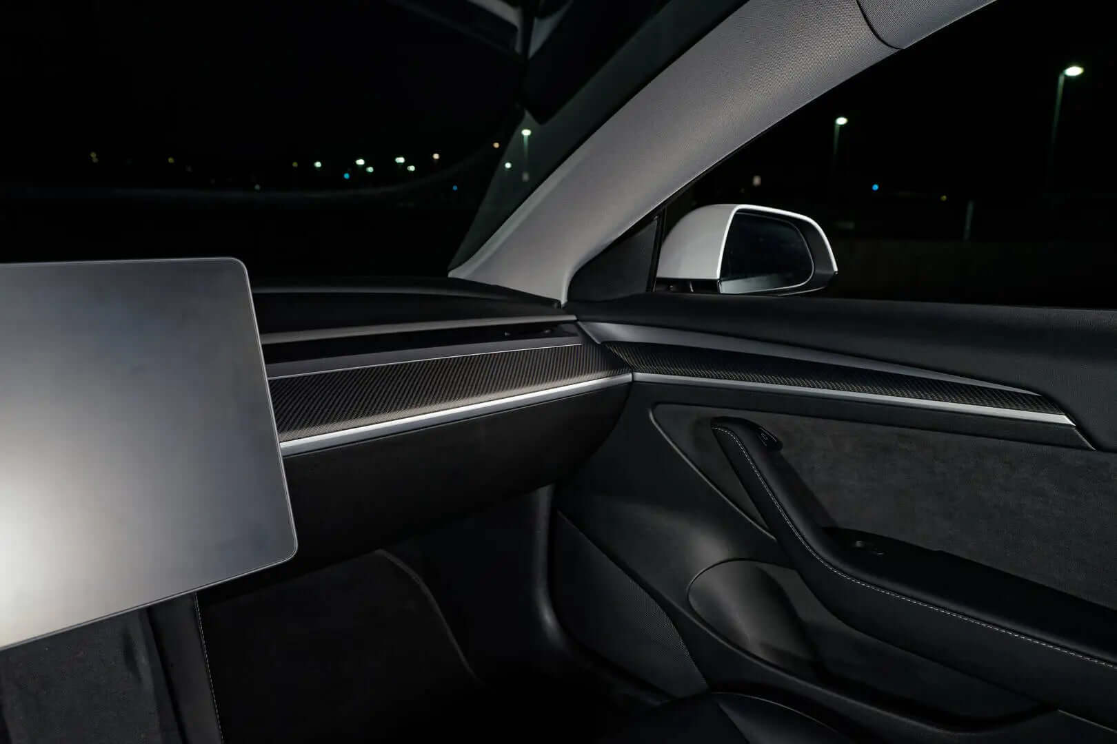 Bundle: Tesla Model 3/Y Carbon Fiber Dashboard & Door Trim Covers Set 2021-2024