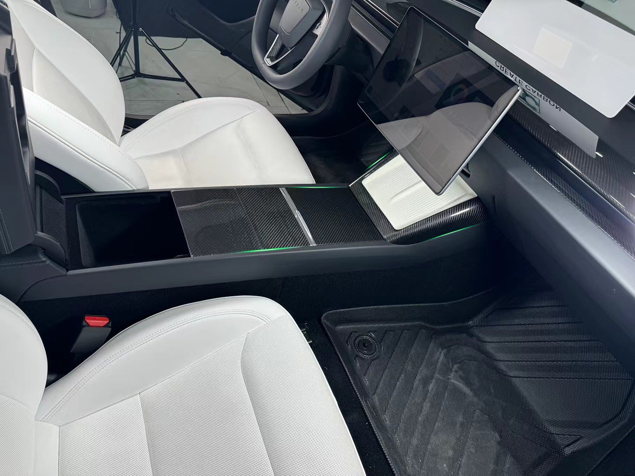 Premium Carbon Fiber Center Console Overlay for Tesla Model 3/Y | Custom Fit, Luxury Interior Upgrade