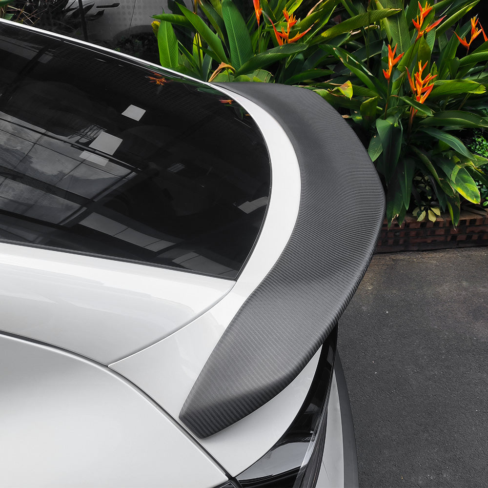 2025+ Tesla Model Y Juniper Carbon Fiber V-Style Rear Wing Spoiler – Aerodynamic Performance Body Kit Upgrade