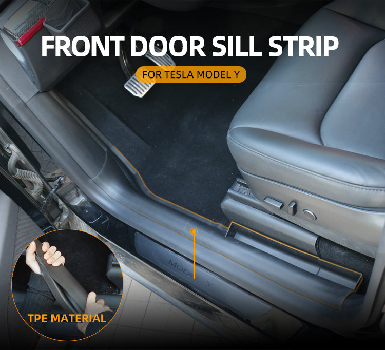 Tesla Model Y / Model 3 Front Door Sill Protector – Custom TPE Anti-Scratch Guard