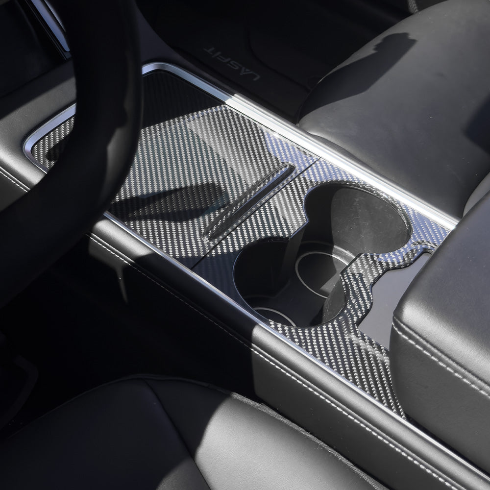 Premium Carbon Fiber Center Console Overlay for Tesla Model 3/Y | Custom Fit, Luxury Interior Upgrade