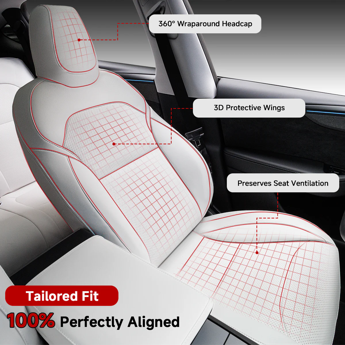 Premium Custom-Fit Tesla Seat Covers for Model 3 & Model Y (2017-2025) – Enhanced Comfort, Durability & Interior Protection