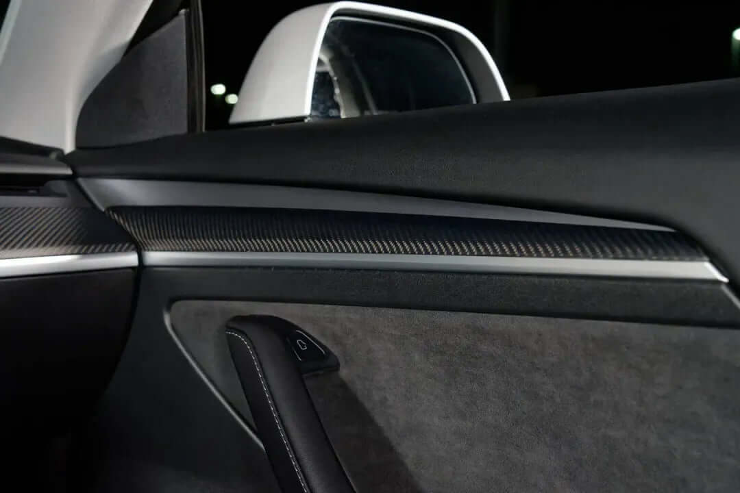 Bundle: Tesla Model 3/Y Carbon Fiber Dashboard & Door Trim Covers Set 2021-2024