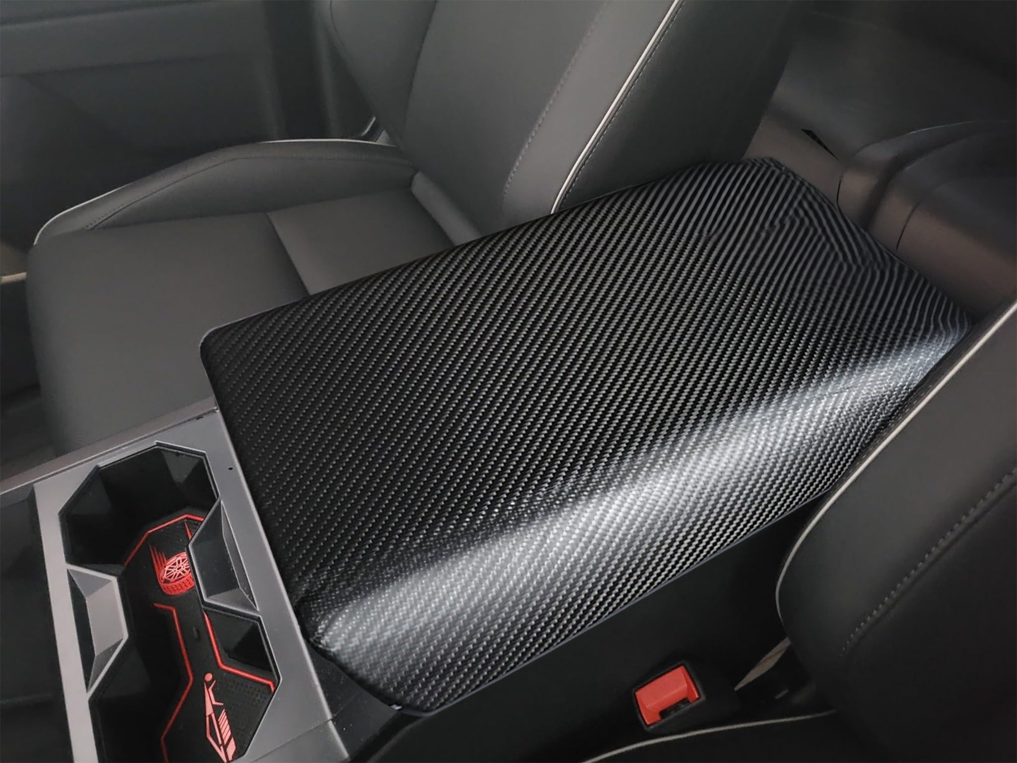 Real Carbon Fiber Armrest Cover & Rear Screen Frame Cover for Tesla Cybertruck (2 Pcs)