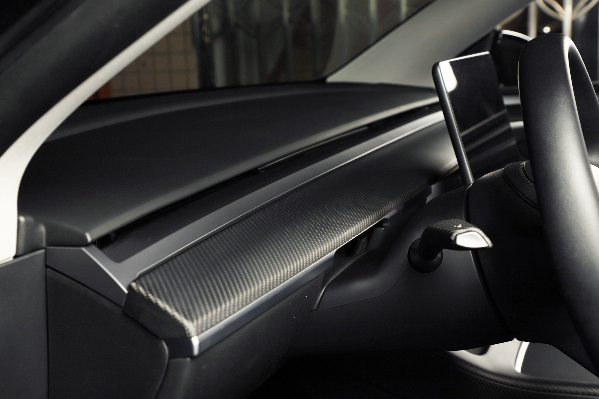 Yeslak Tesla Model 3/Y Dry Carbon Fiber Dashboard Cover | OEM Fit, UV-Resistant