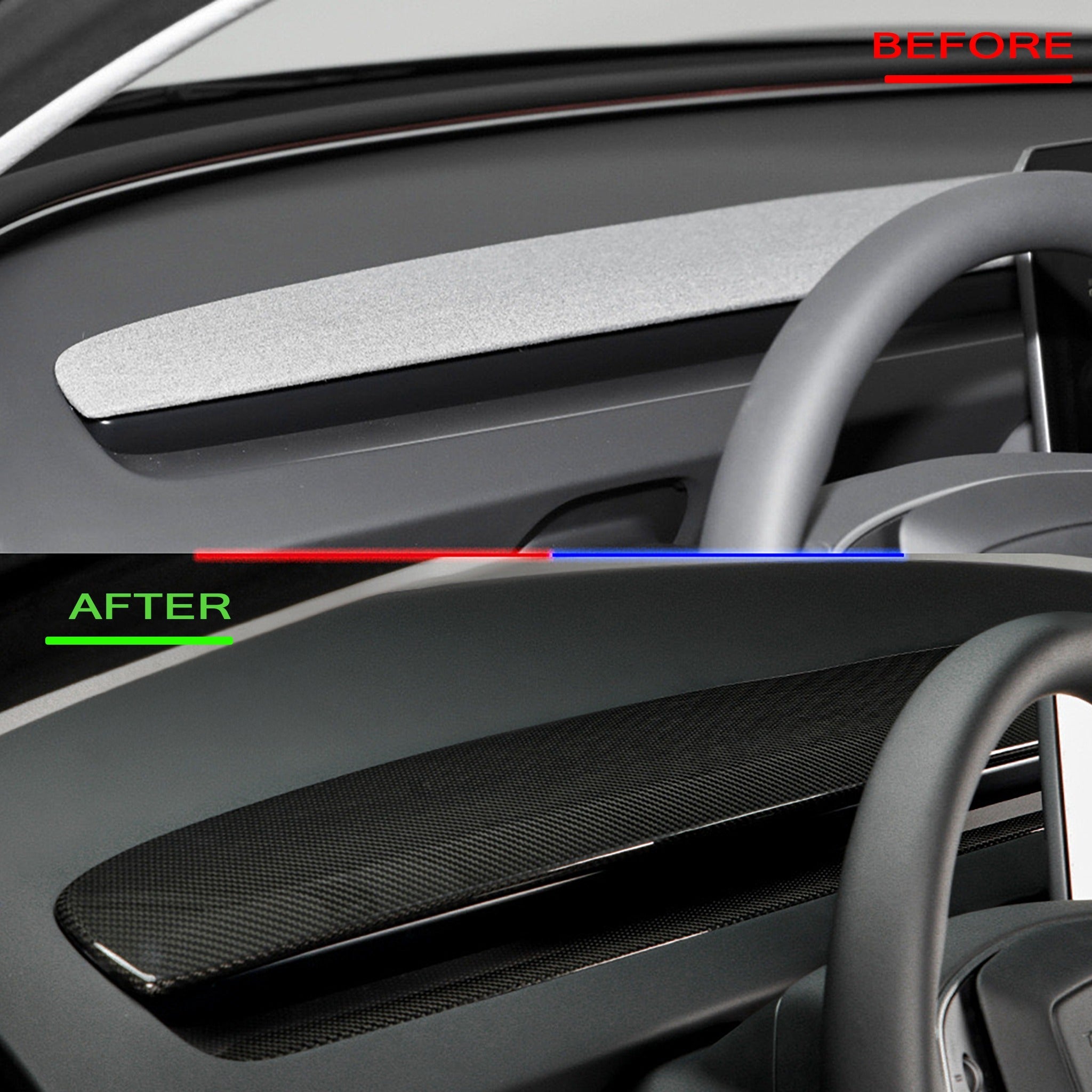 Upgrading Real Carbon Fiber Dashboard Replacement For 2024+ Tesla Model 3 Highland
