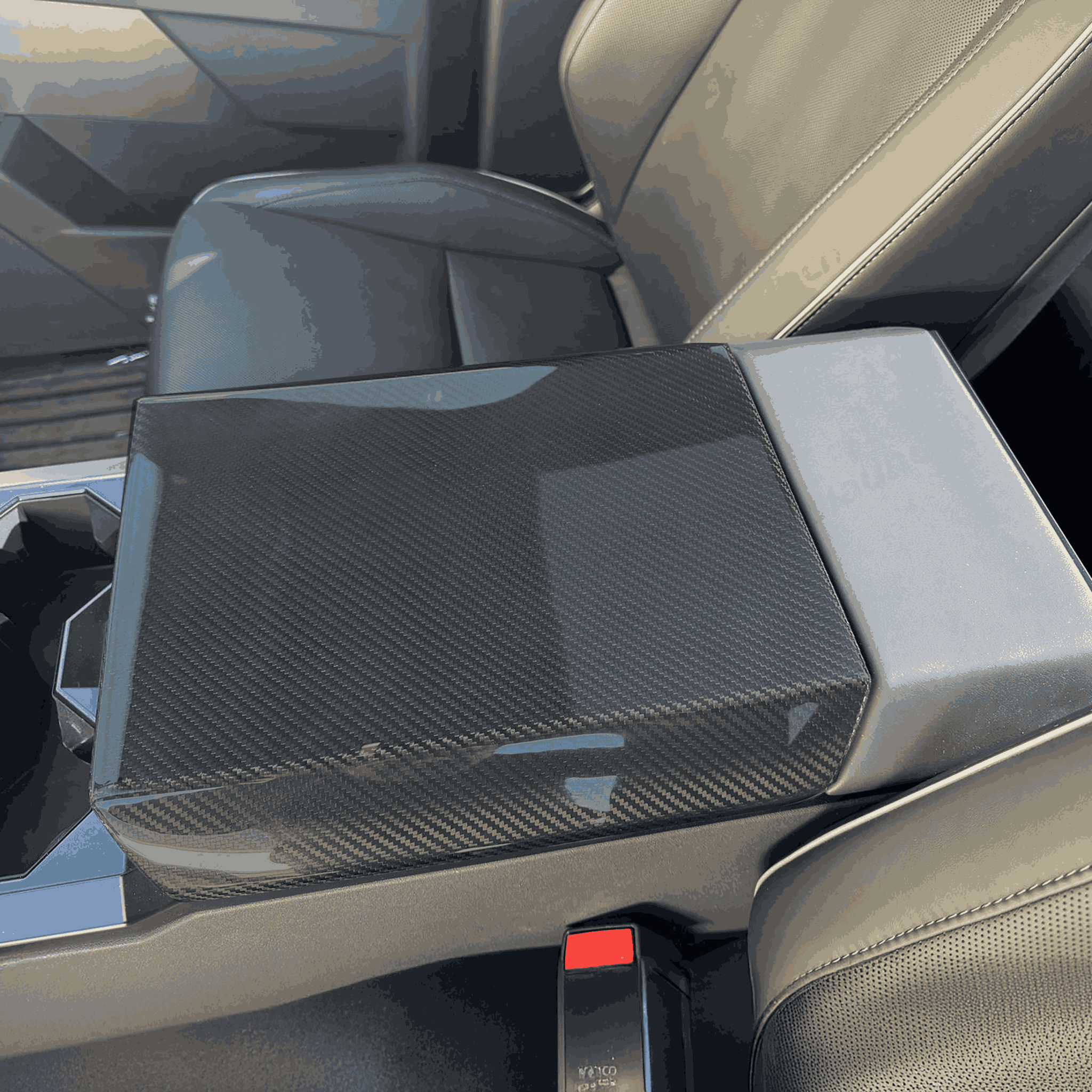 Real Carbon Fiber Armrest Cover & Rear Screen Frame Cover for Tesla Cybertruck (2 Pcs)