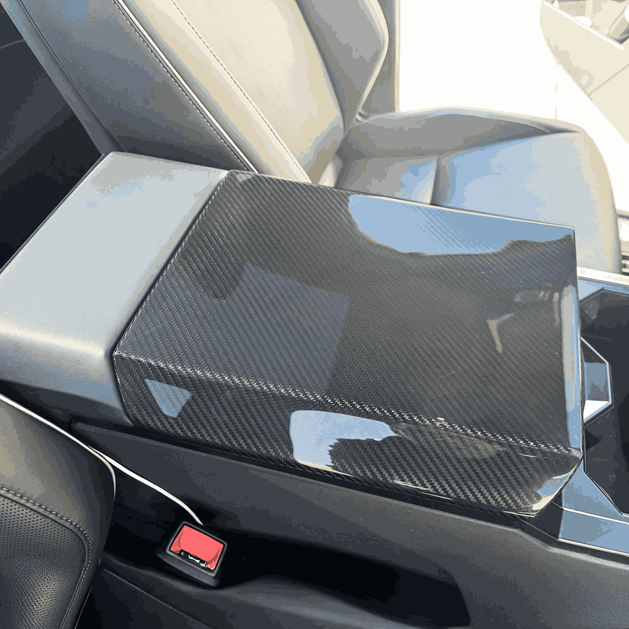 Real Carbon Fiber Armrest Cover & Rear Screen Frame Cover for Tesla Cybertruck (2 Pcs)