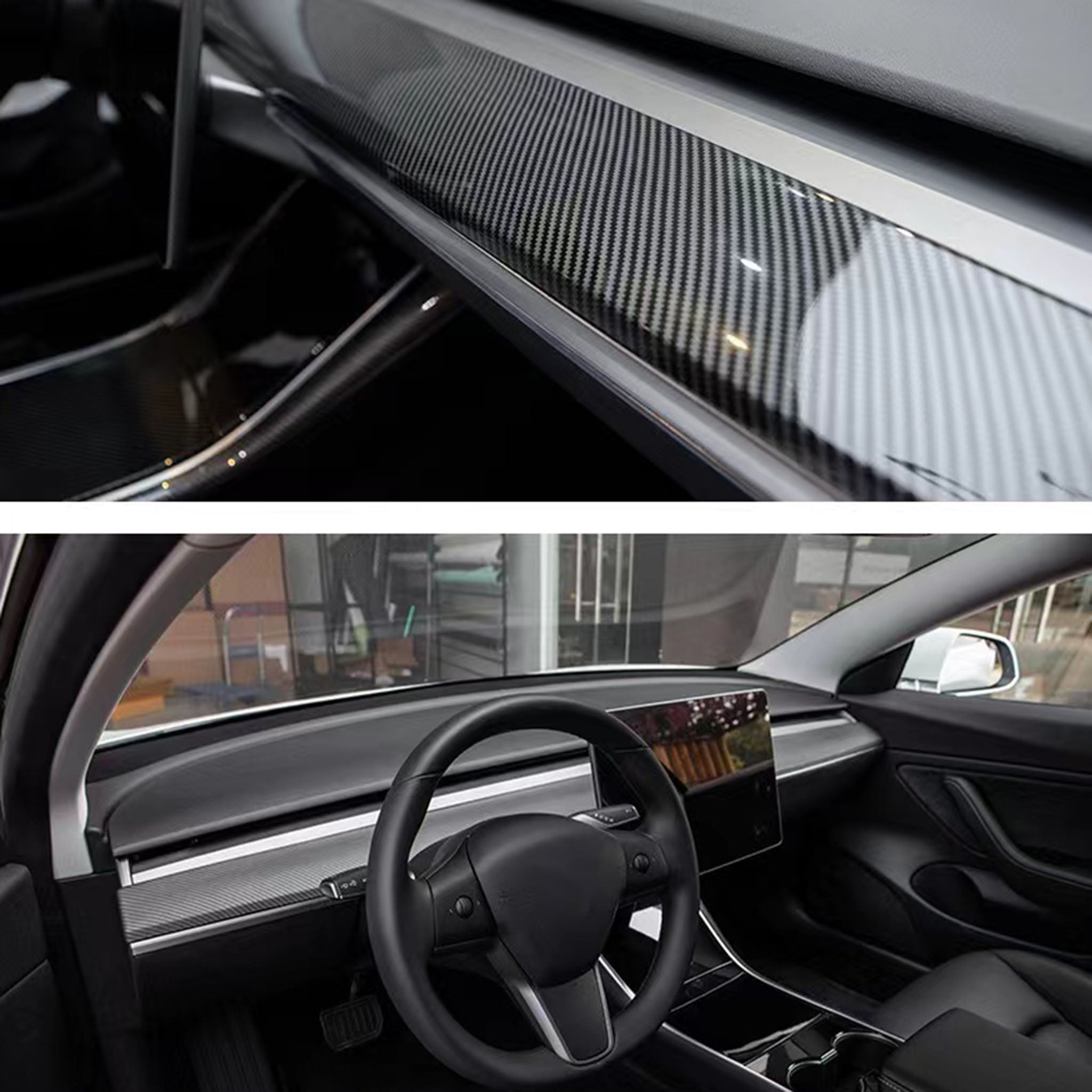 Yeslak Tesla Model 3/Y Dry Carbon Fiber Dashboard Cover | OEM Fit, UV-Resistant