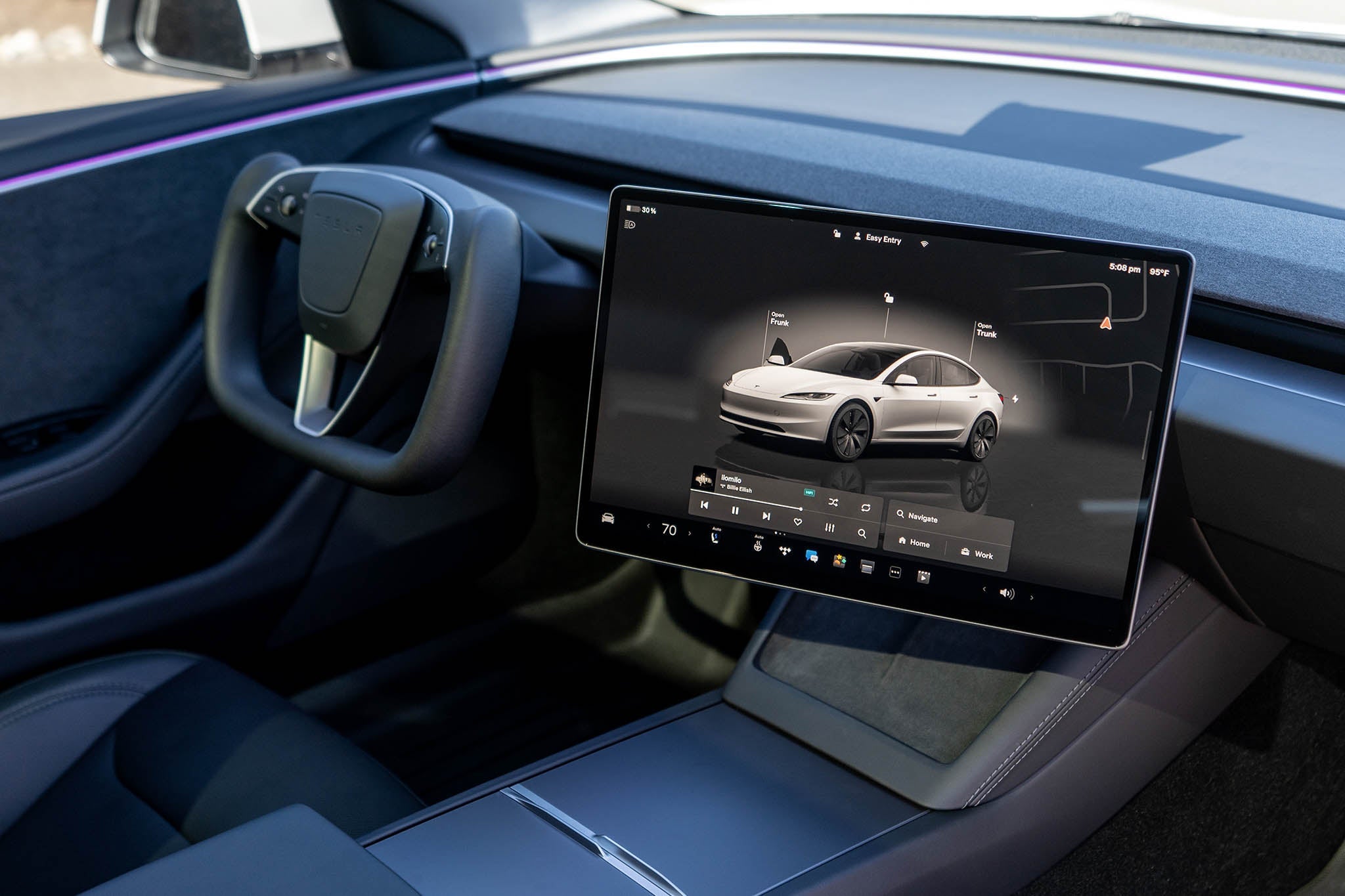 Tesla Model 3 Highland Yoke Steering Wheel (2024+) | Heated Leather Upgrade