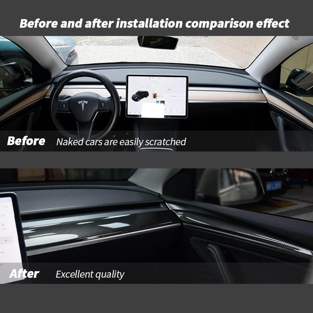 Bundle: Tesla Model 3/Y Carbon Fiber Dashboard & Door Trim Covers Set 2021-2024