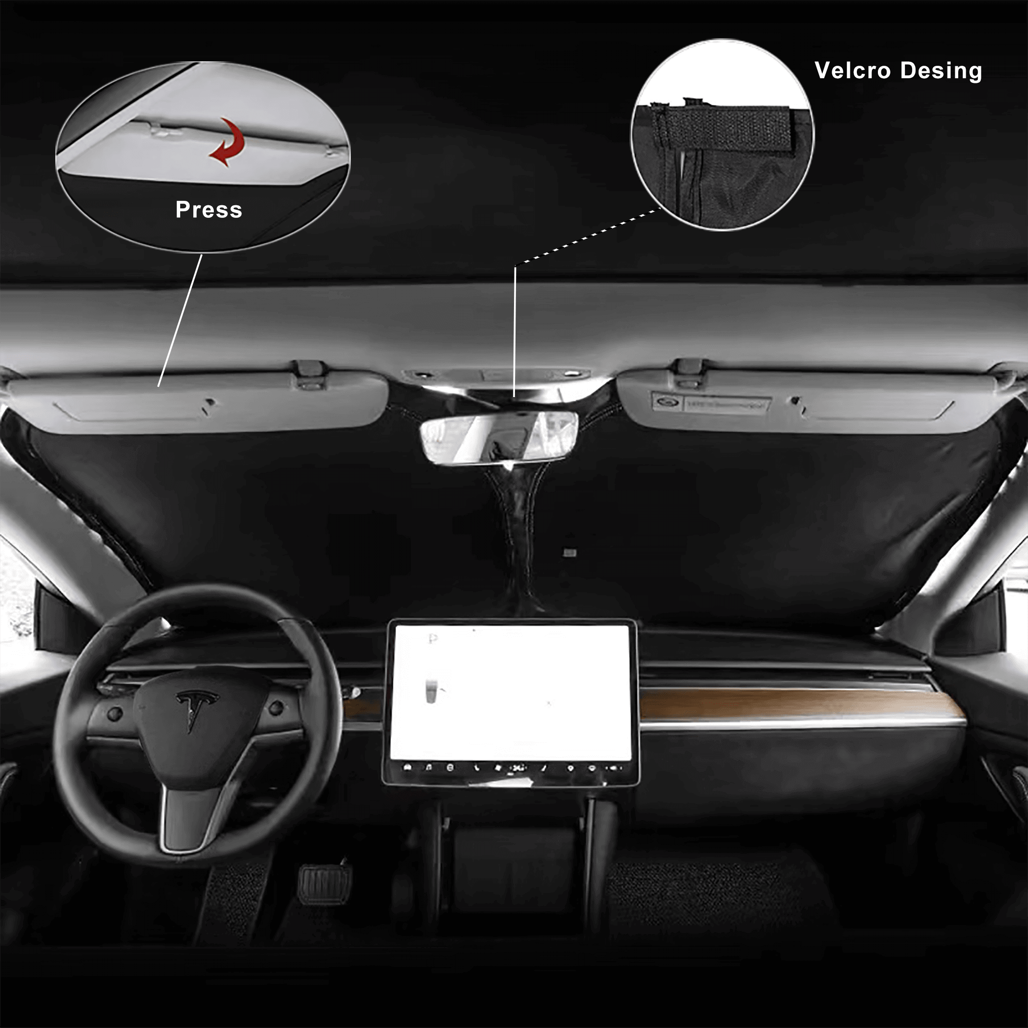 Bundle: Tesla Model 3 Highland 2024+ Sunshade Set (Roof+Windshield Glass Sunshade)