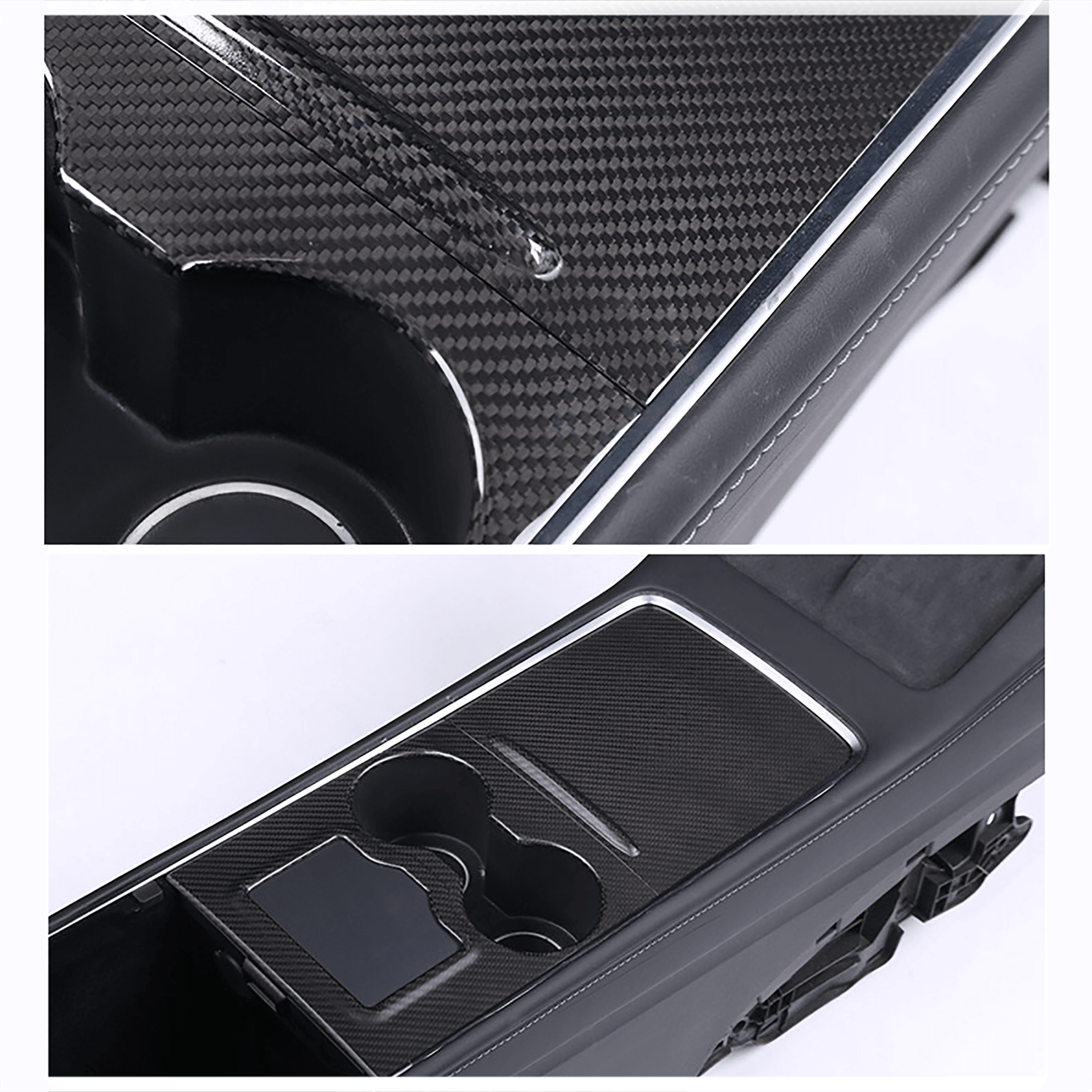 Premium Carbon Fiber Center Console Overlay for Tesla Model 3/Y | Custom Fit, Luxury Interior Upgrade