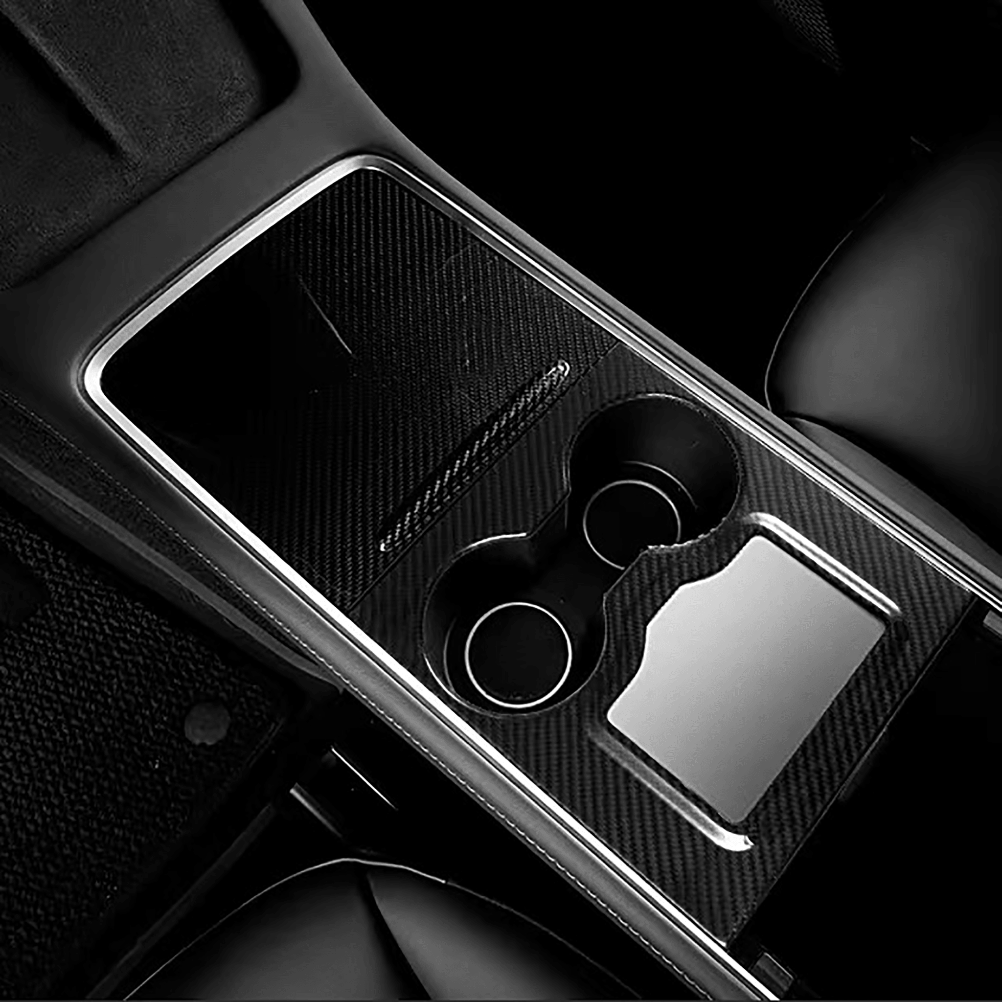 Premium Carbon Fiber Center Console Overlay for Tesla Model 3/Y | Custom Fit, Luxury Interior Upgrade