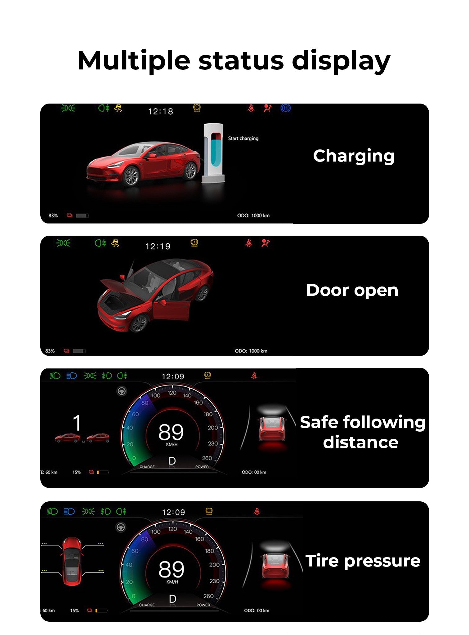 Tesla 8.9" Instrument Cluster for Model 3/Y (2024+ Model 3, 2025+ Model Y)