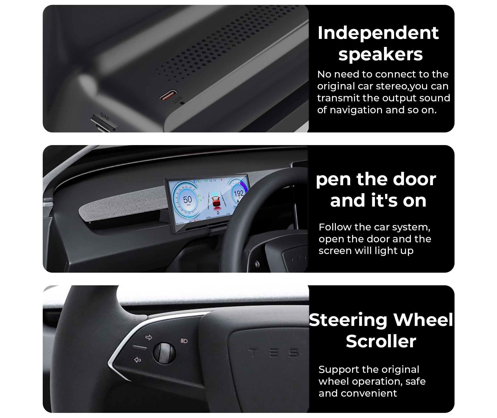 Tesla 8.9" Instrument Cluster for Model 3/Y (2024+ Model 3, 2025+ Model Y)
