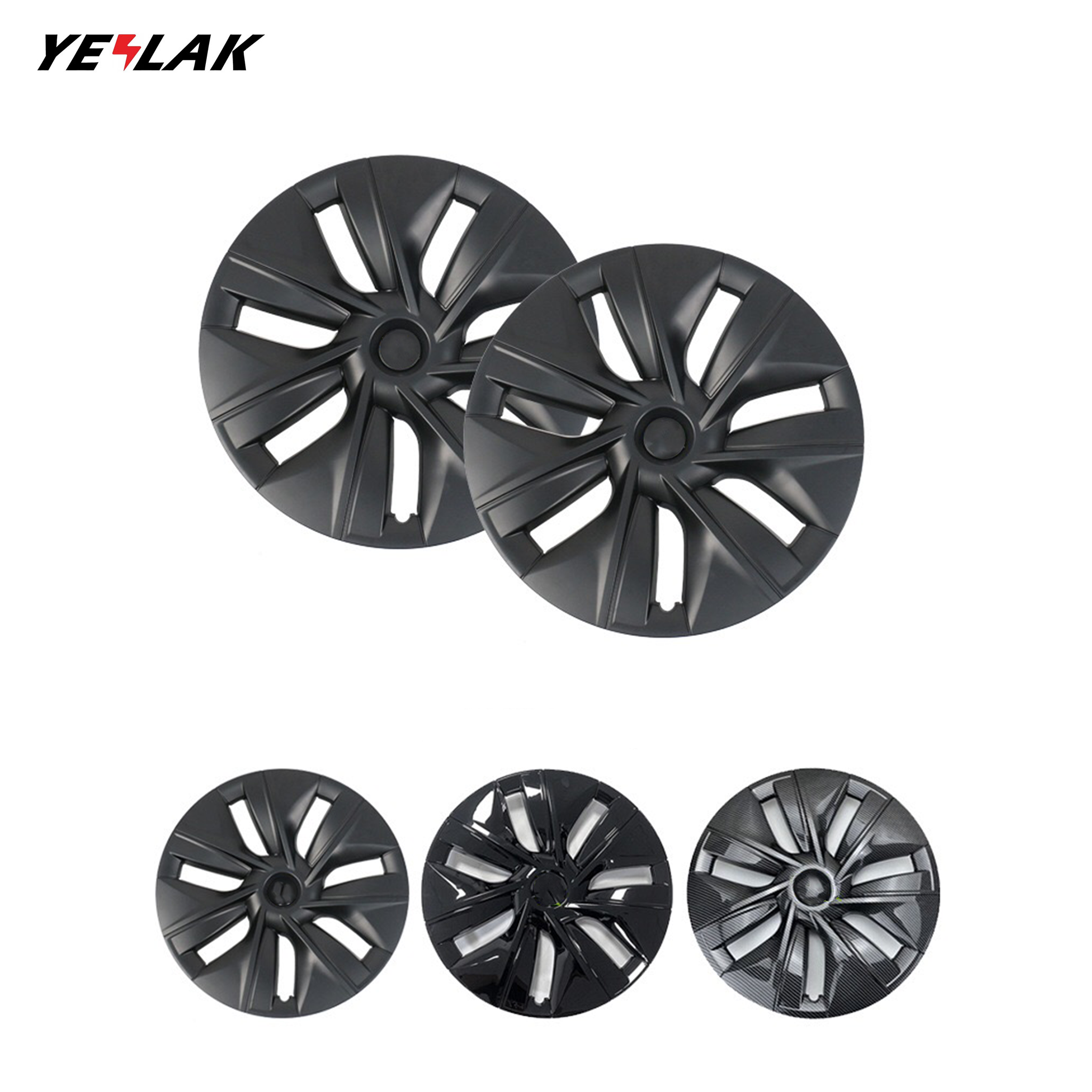 Tesla Model Y 19 Inch Gemini Wheel Cover Matte Black Hubcaps (4 Pcs Set) Curb Rash Protection