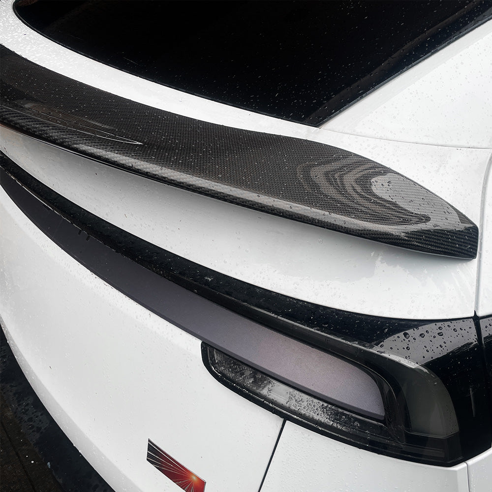 2025+ Tesla Model Y Juniper Carbon Fiber V-Style Rear Wing Spoiler – Aerodynamic Performance Body Kit Upgrade
