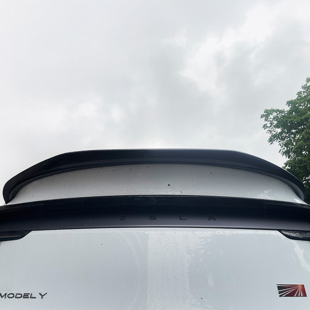 2025+ Tesla Model Y Juniper Carbon Fiber V-Style Rear Wing Spoiler – Aerodynamic Performance Body Kit Upgrade