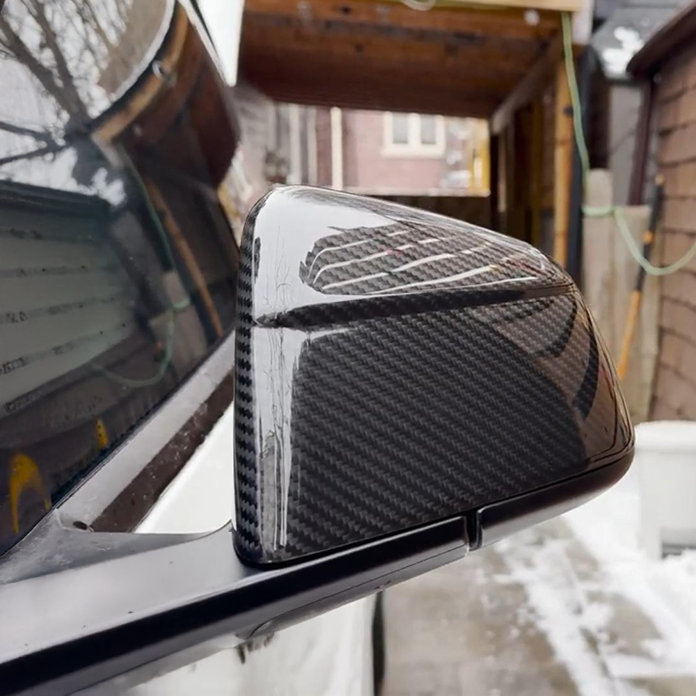 Tesla Model Y & 2025+ Juniper Edition Carbon Fiber Mirror Caps | Sleek Racing Design | Glossy/Matte Finish