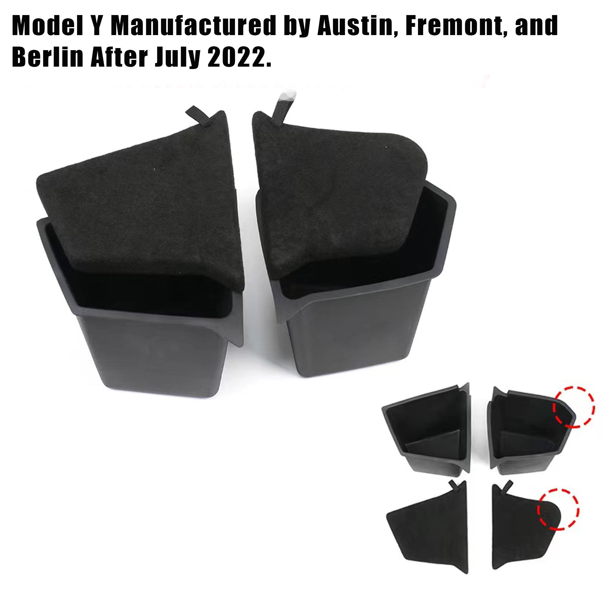 Rear Trunk Side Storage Bins for Tesla Model Y 5 Seater