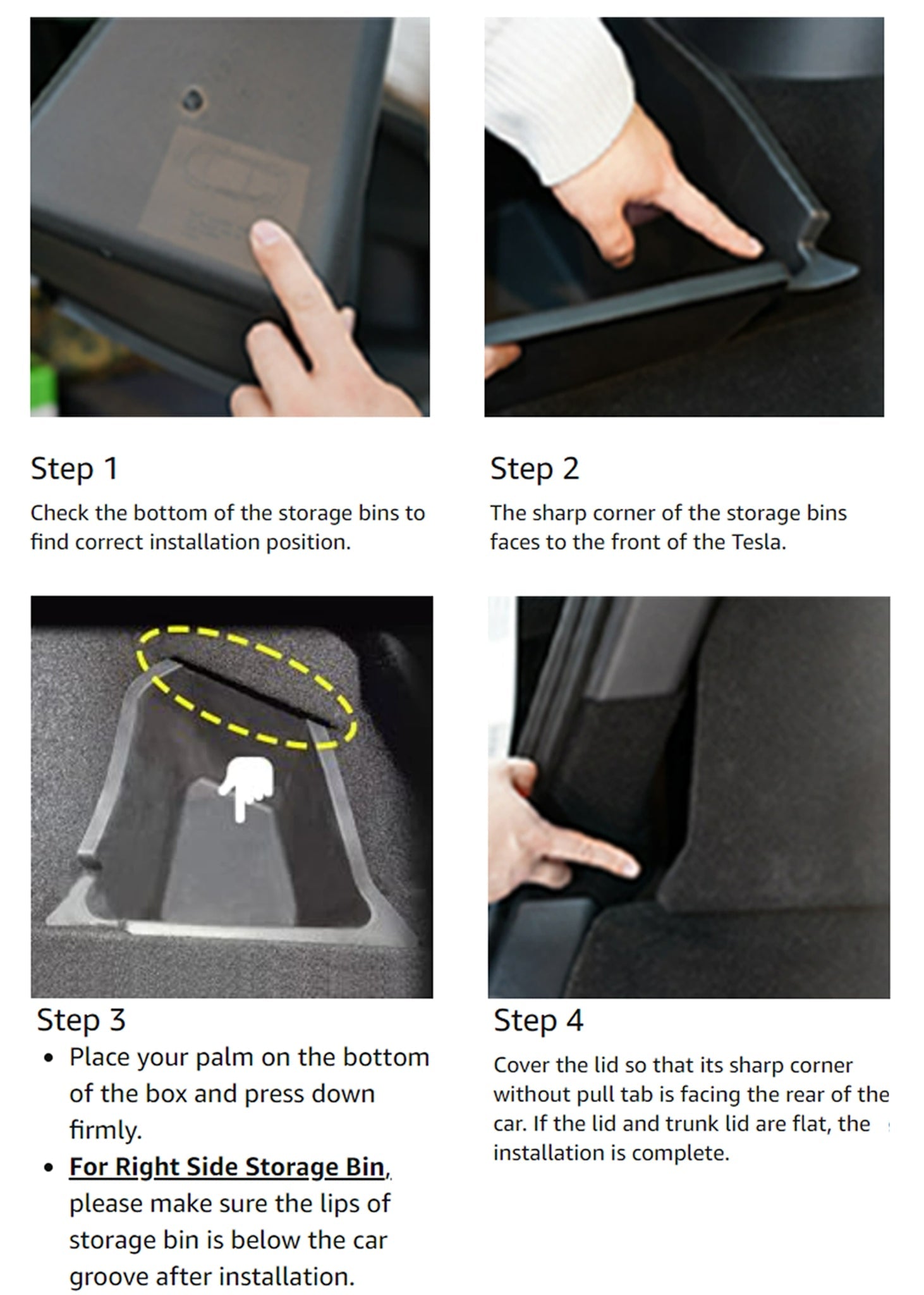 Rear Trunk Side Storage Bins for Tesla Model Y 5 Seater