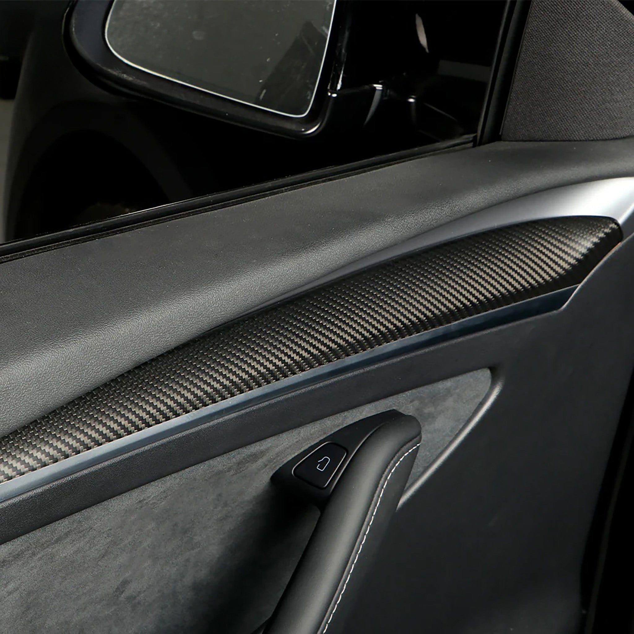 Tesla Model 3/Y Carbon Fiber Front Door Trim Covers – Premium Real Dry Carbon Fiber Interior Upgrade Kit