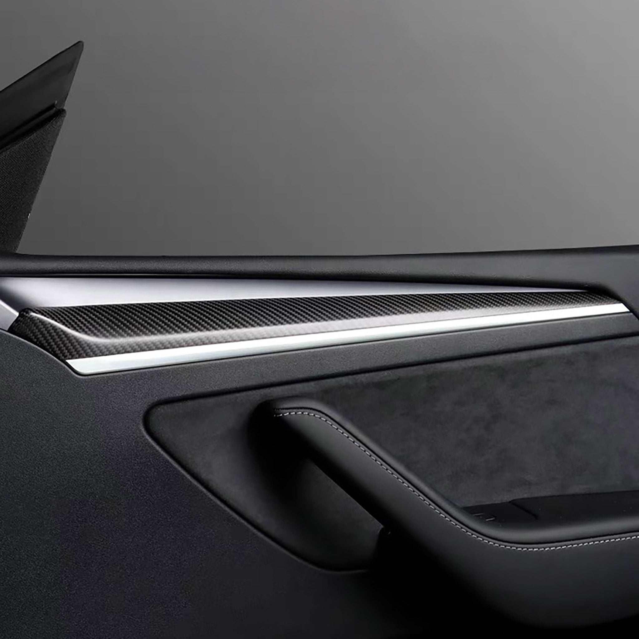 Tesla Model 3/Y Carbon Fiber Front Door Trim Covers – Premium Real Dry Carbon Fiber Interior Upgrade Kit