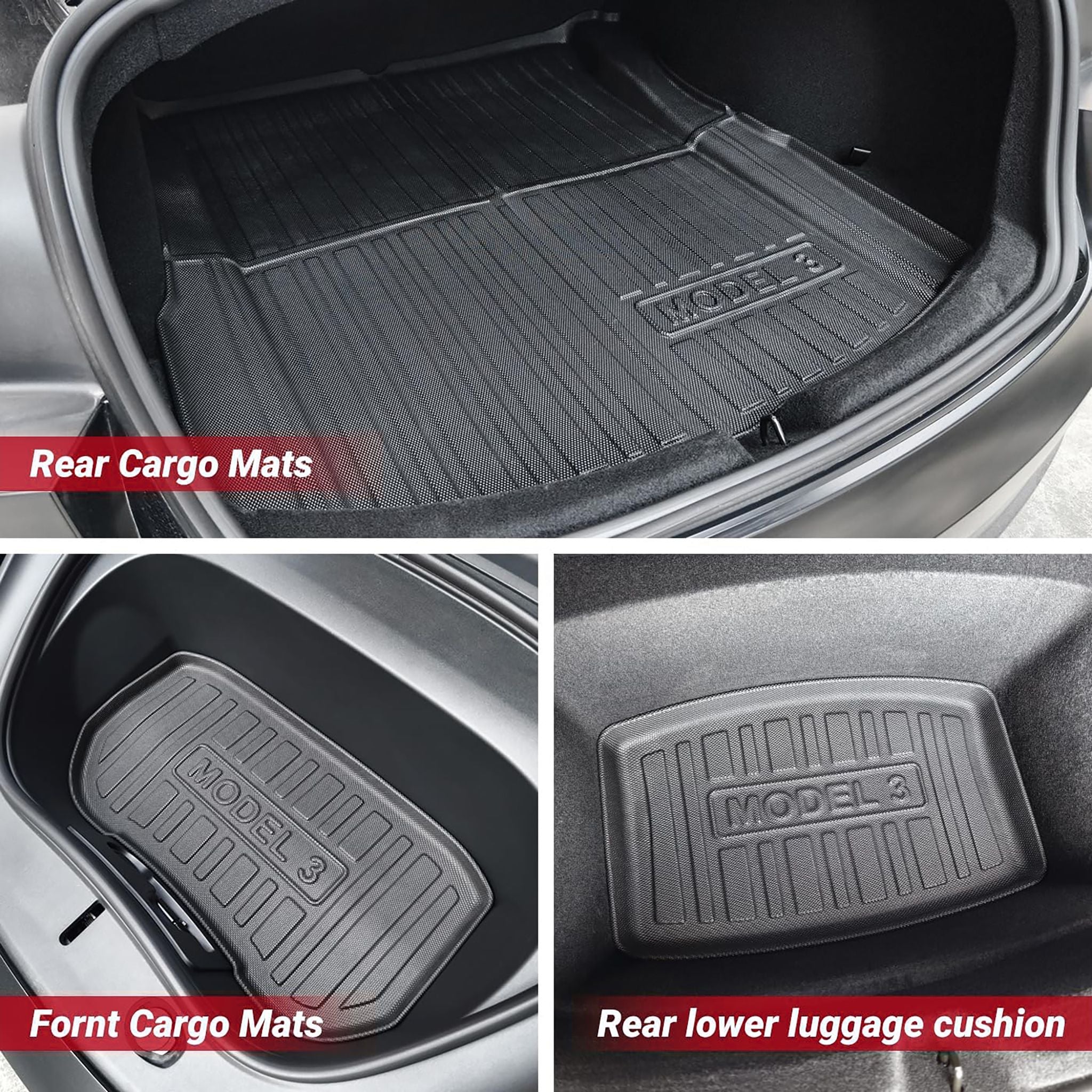 Tesla Model 3 Highland 2024-2025 All-Weather Trunk Cargo Mats