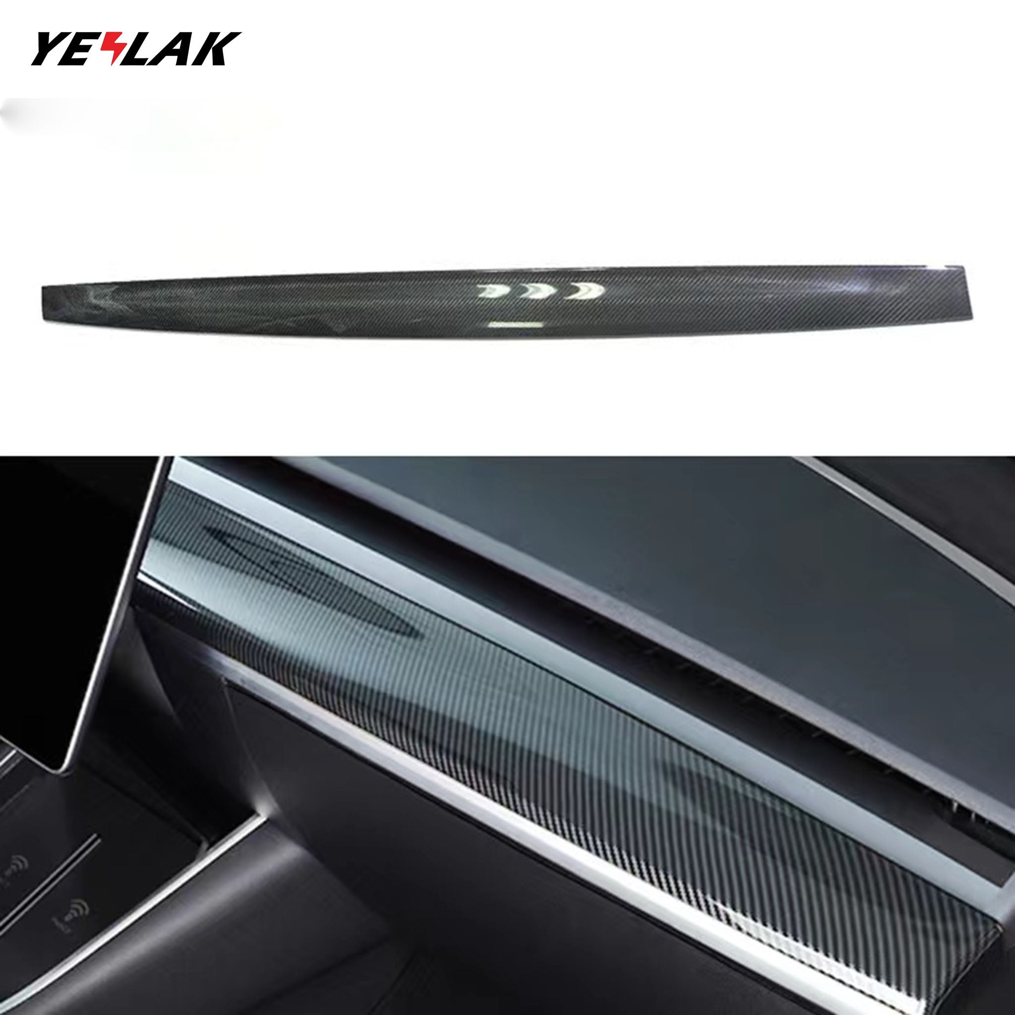 Yeslak Tesla Model 3/Y Dry Carbon Fiber Dashboard Cover | OEM Fit, UV-Resistant