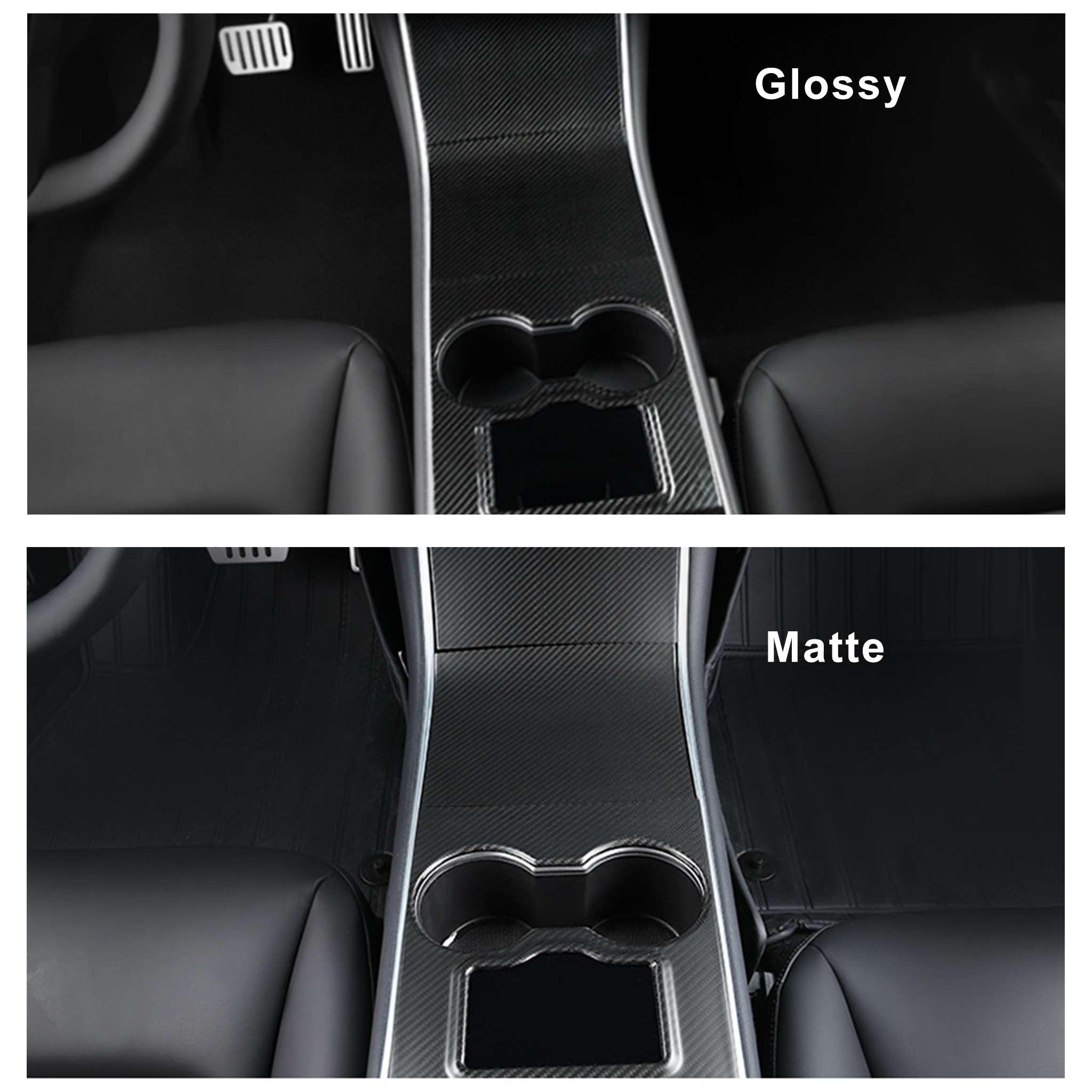 Premium Carbon Fiber Center Console Overlay for Tesla Model 3/Y | Custom Fit, Luxury Interior Upgrade