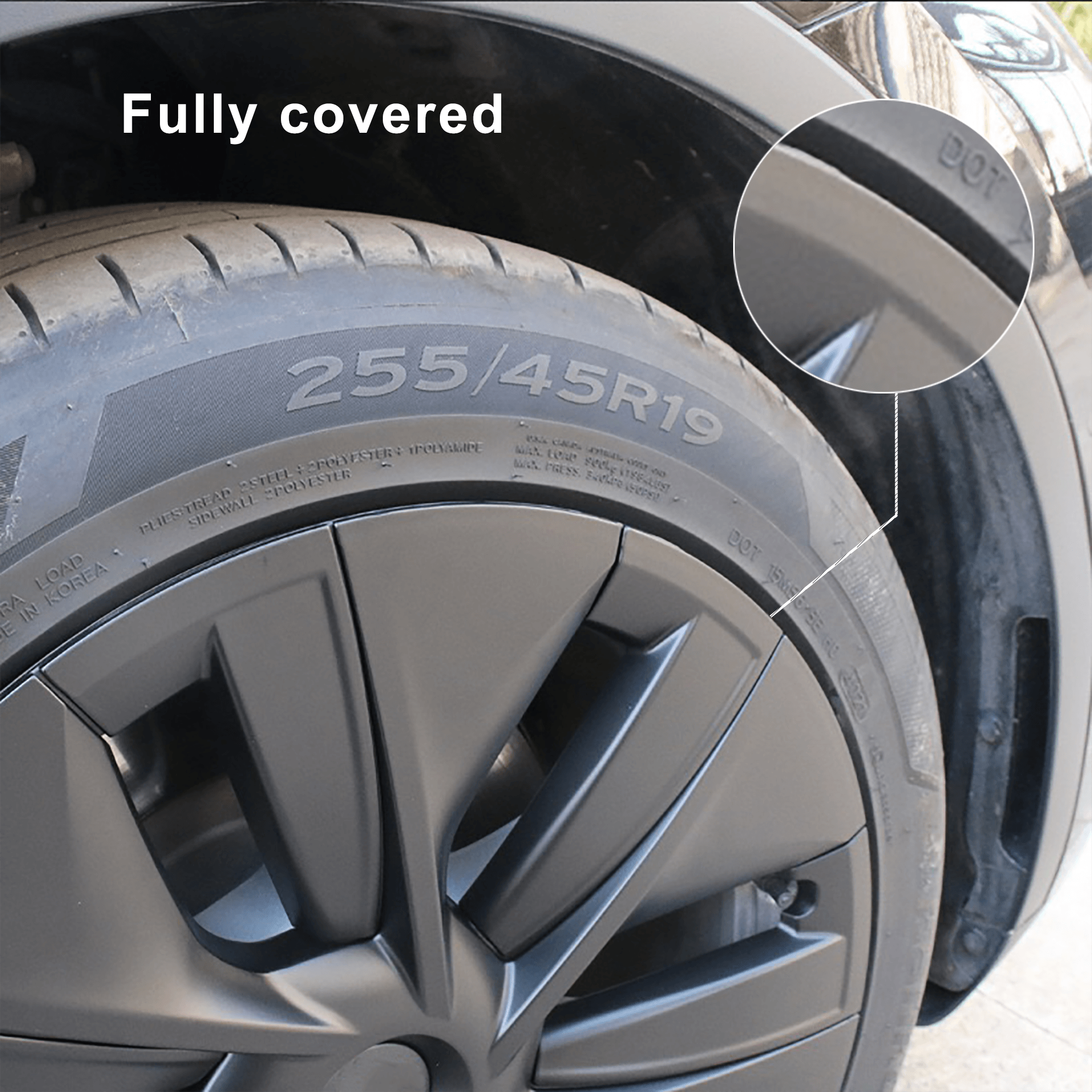1 Pcs Replacement Tesla Model Y 19 Inch Gemini Wheel Cover All Black
