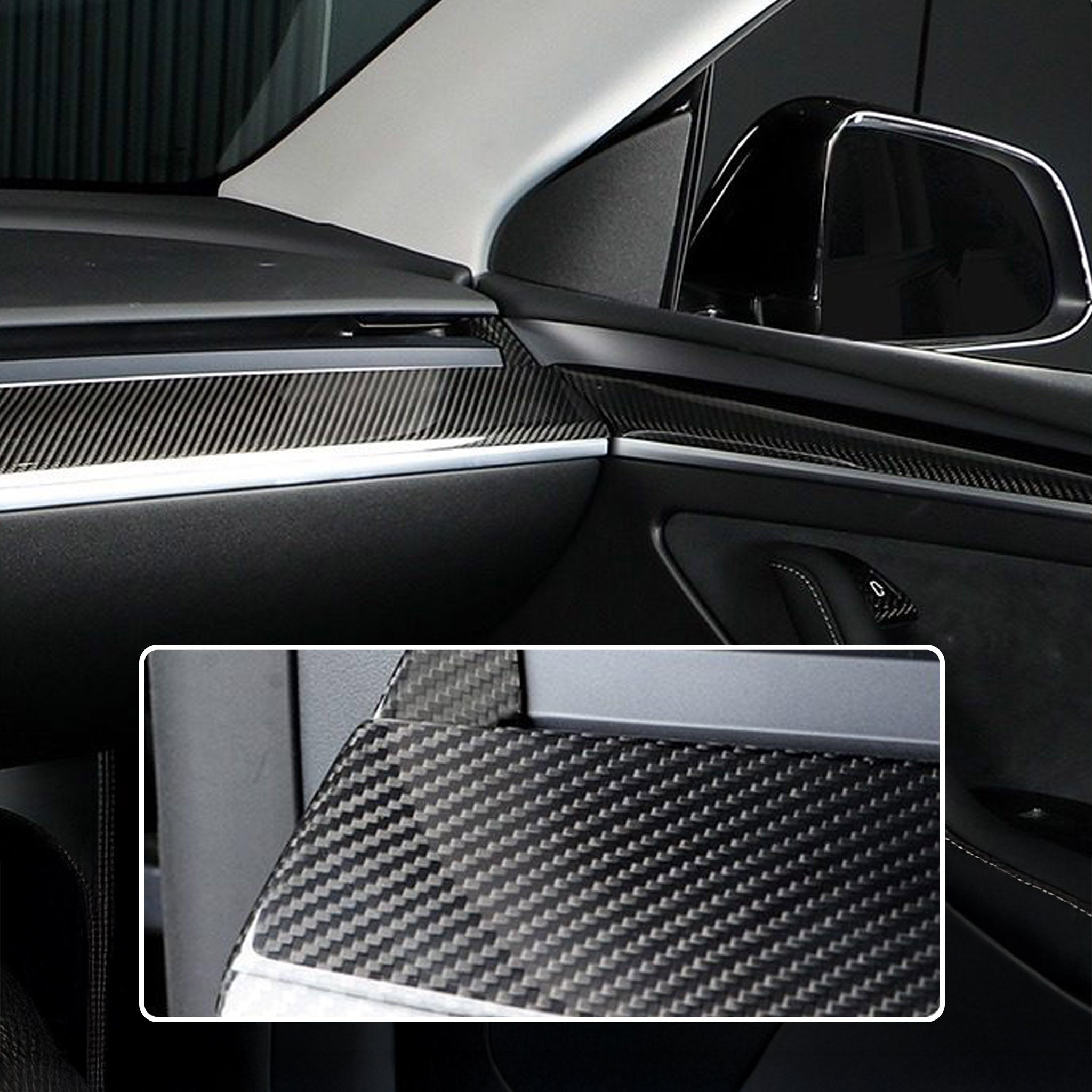 Yeslak Tesla Model 3/Y Dry Carbon Fiber Dashboard Cover | OEM Fit, UV-Resistant